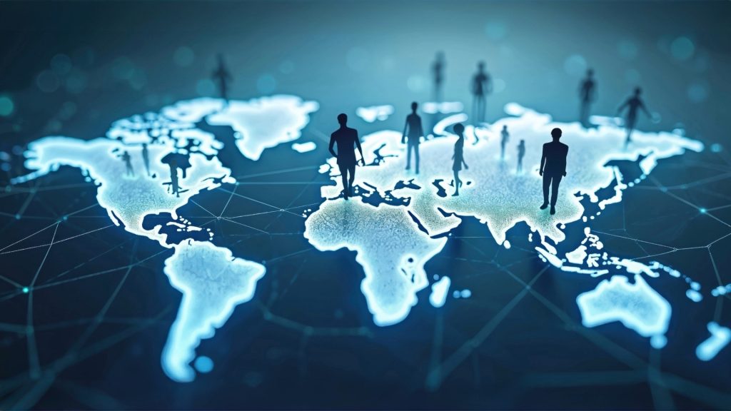 Leader gérant une équipe multiculturelle internationale